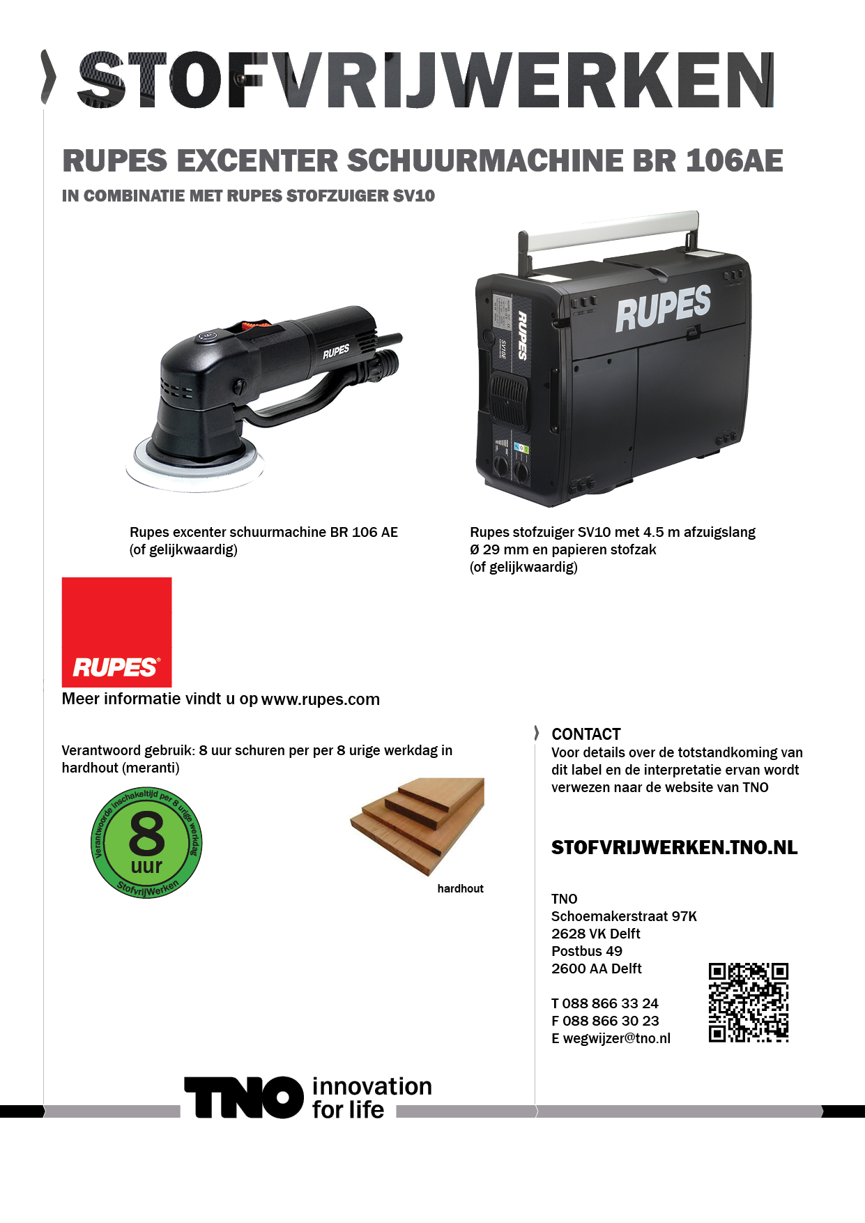 Rupes excenter schuurmachine BR 106AE met stofzuiger SV10