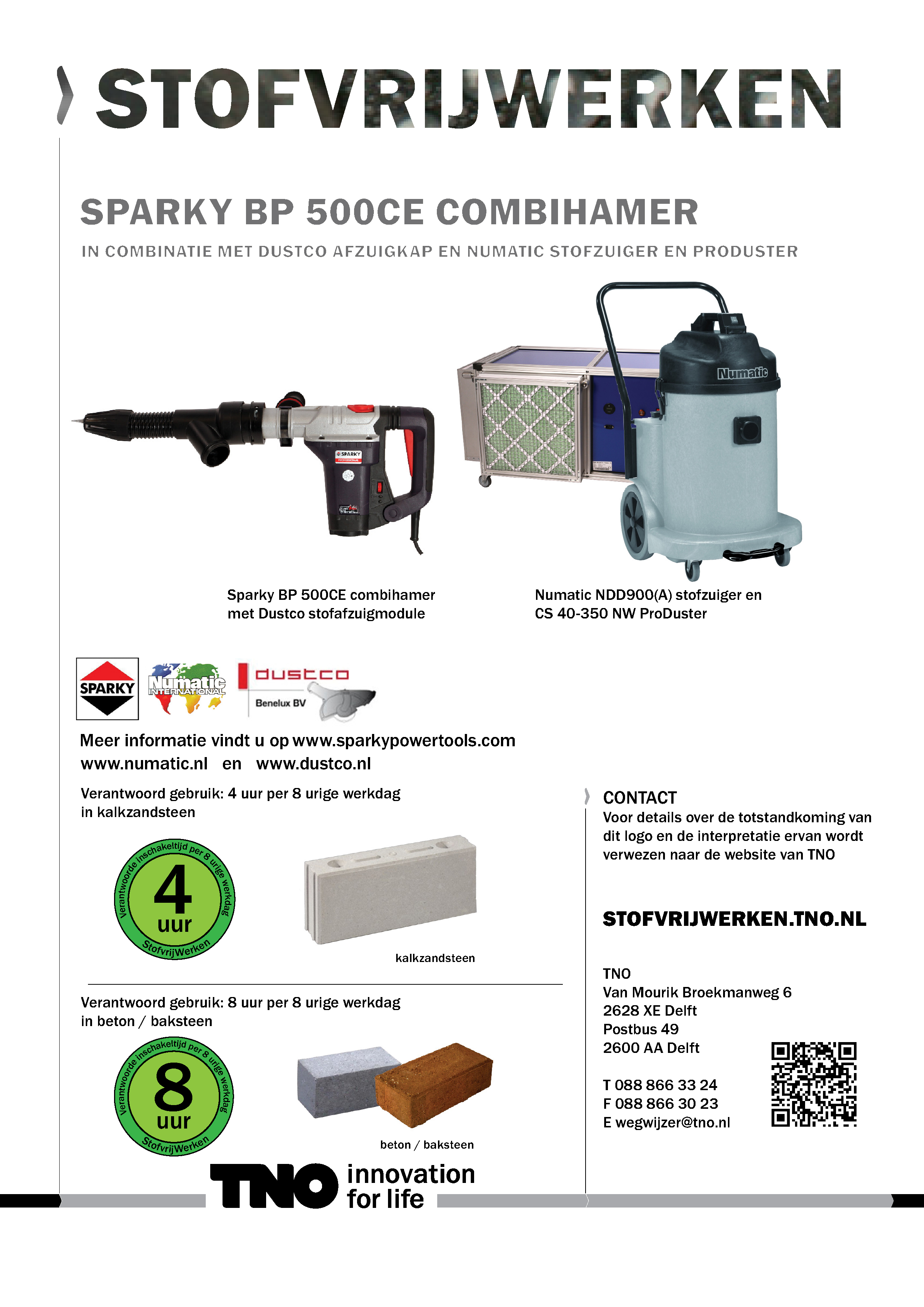 Sparky BP 500CE hakhamer met Numatic NDD 900(A) stofzuiger met p