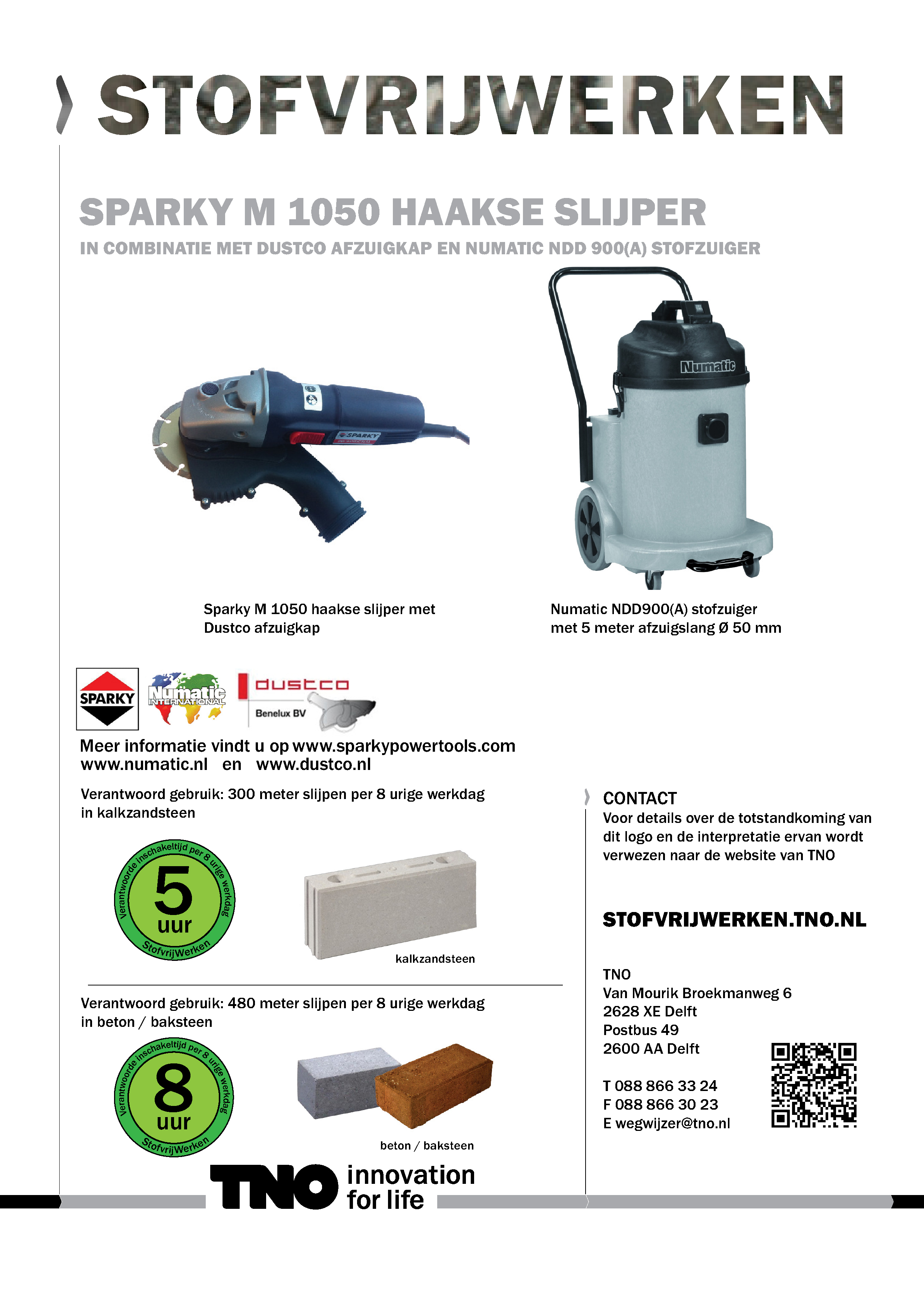 Sparky M 1050 haakse slijper met Numatic NDD 900(A) stofzuiger