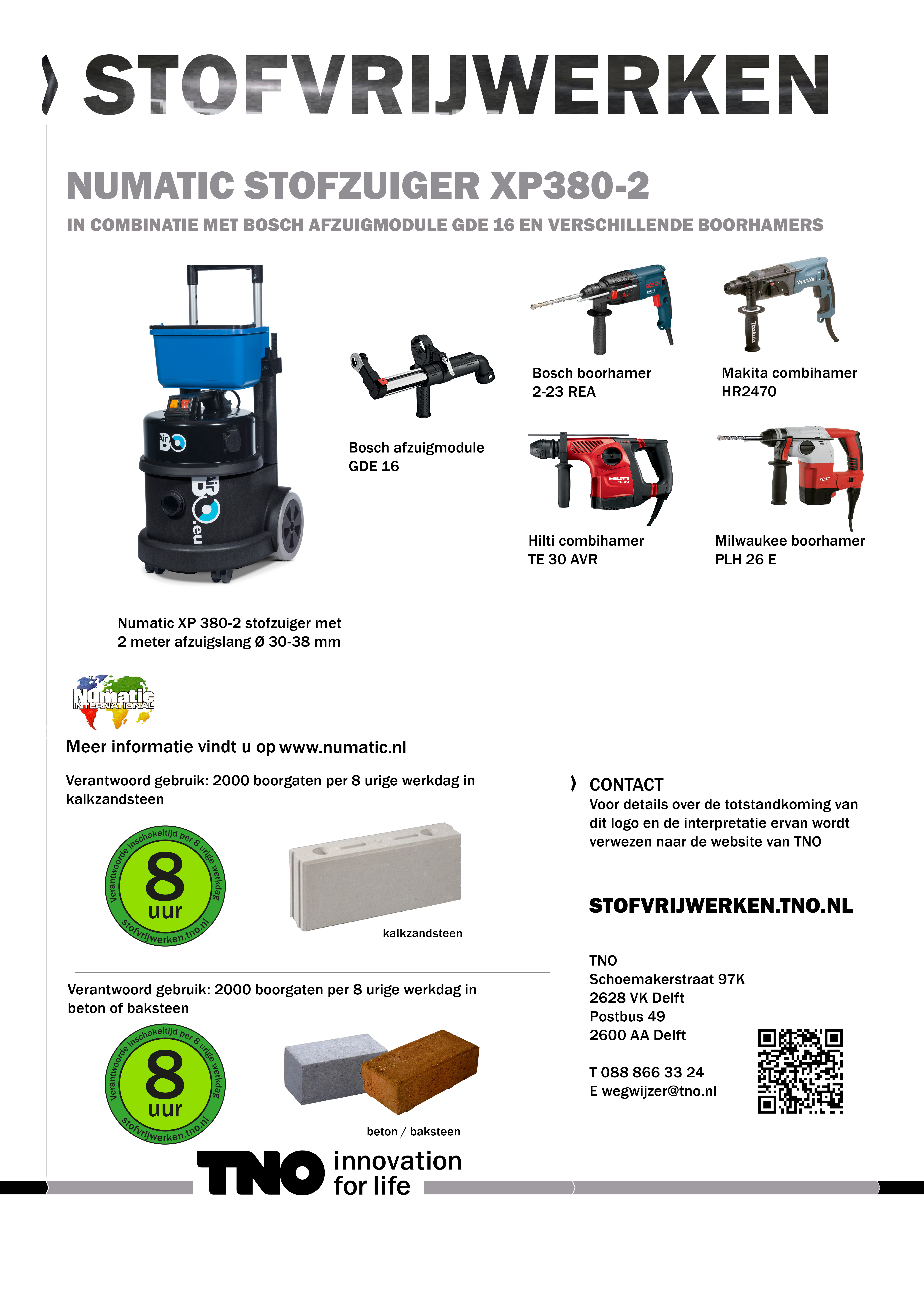 TNO nieuwsbrief Numatic XP380-2 stofzuiger met Bosch afzuigmodul